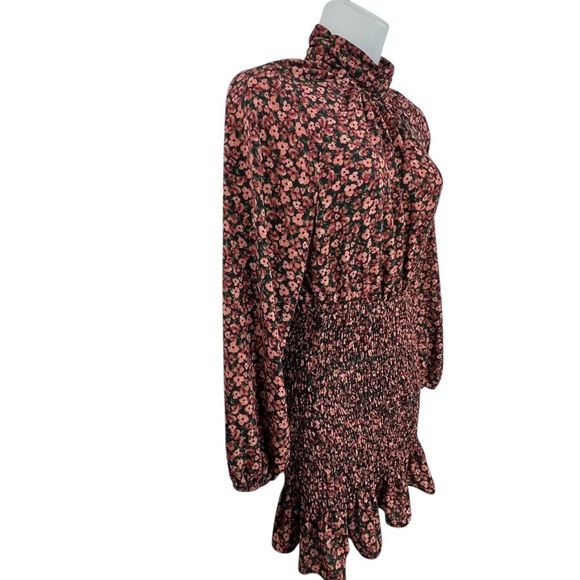 Zara Ditsy Floral-Shirring-Ruffle-Long Sleeve-Mini Dress-Back Slit-Women XS - Picture 5 of 12